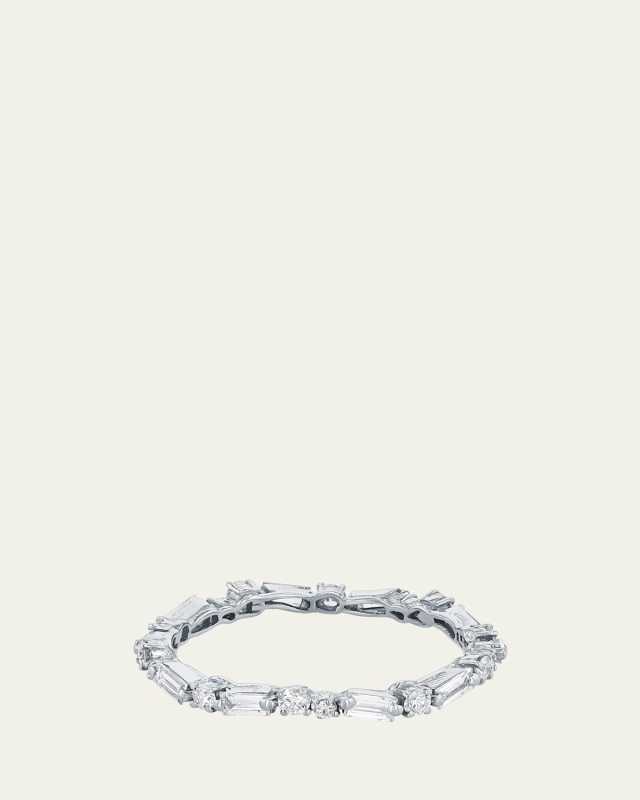 18K White Gold Fireworks Thin Mix Eternity Band